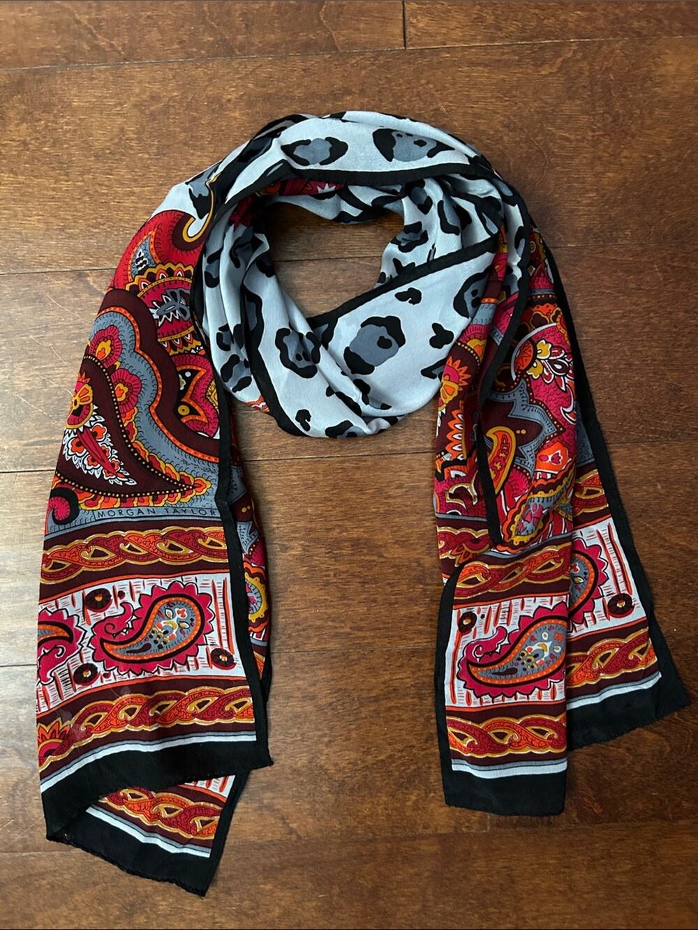Morgan Taylor 100% Silk Paisley Print Scarf, Multicolored